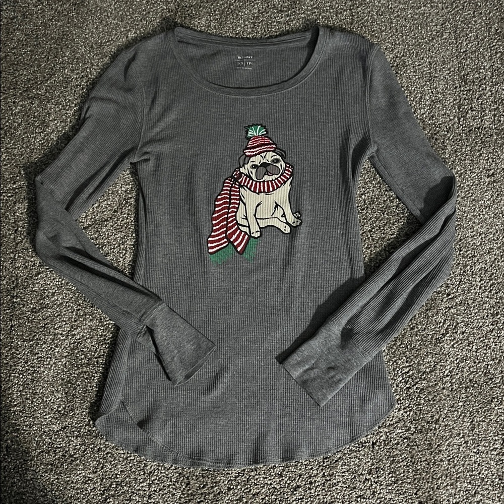 Women’s Old Navy Gray Waffle Knit Thermal Long Sleeve Top Size XS Petite